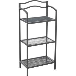 Household Essentials 2-Tier Metal Wall Mount Bathroom Storage Rack, Silver(Grey)