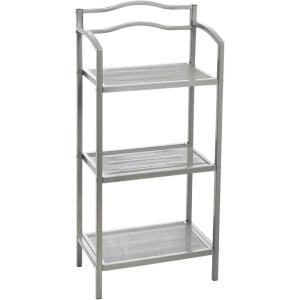 Household Essentials 2-Tier Metal Wall Mount Bathroom Storage Rack, Silver(Silver)
