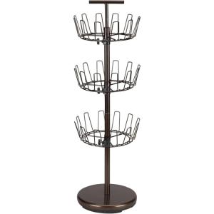 Household Essentials 3-Tier Shoe Storage Tree, Matte Black(Bronze)