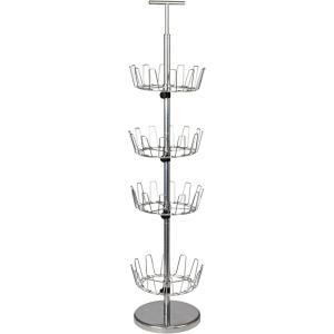 Household Essentials 4-Tier Shoe Storage Tree, Matte Black(Silver)