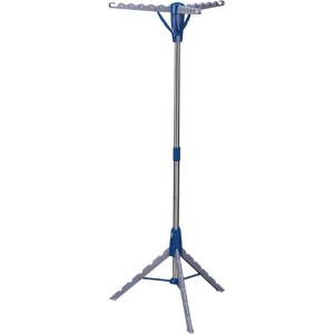 Household Essentials 5012-1 Portable 2-Tier Clothes Drying Rack Tri-pod | Dry Wet Laundry or Hang Clothes | Silver and Blue(Medium)