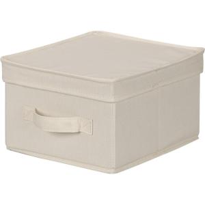 Household Essentials 510-3 Vision Storage Boxes with Lids | 3 Piece Set | Natural Canvas with Brown Trim(1 Count (Pack of 1))