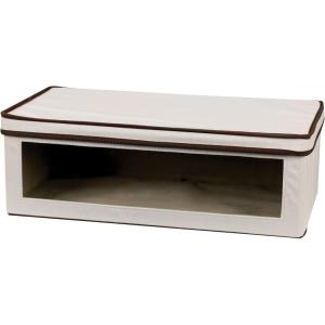 Household Essentials 510-3 Vision Storage Boxes with Lids | 3 Piece Set | Natural Canvas with Brown Trim(Large)