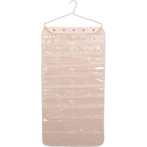 Household Essentials 80-Pocket Hanging Jewelry and Accessories Organizer, Natural Canvas,White, 5″