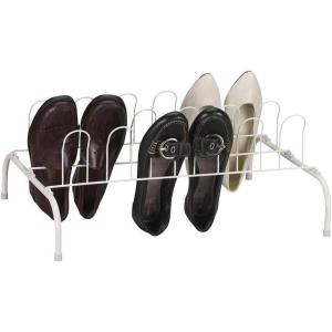 Household Essentials 9-Pair Metal Wire Shoe Rack, Black(White)