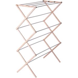 Household Essentials Bamboo Folding Clothes Drying Rack, Upscale Laundry Rack with 11 Dowels, Environmentally Friendly, Stable Frame, Shelf for Drying Flat(Natural/White Birch)