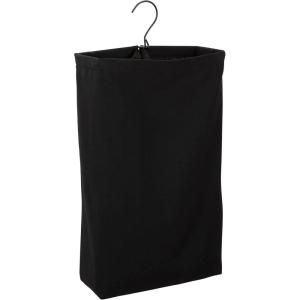 Household Essentials Door Hanging Laundry Bag, Washable Canvas Bag with Loop Handle, Holds Two Loads of Laundry, Great for Dorms and Small Spaces, Black(Black)