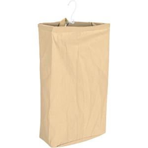 Household Essentials Door Hanging Laundry Bag, Washable Canvas Bag with Loop Handle, Holds Two Loads of Laundry, Great for Dorms and Small Spaces, Black(Khaki)