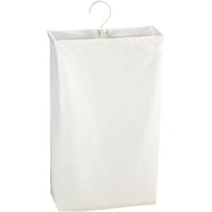 Household Essentials Door Hanging Laundry Bag, Washable Canvas Bag with Loop Handle, Holds Two Loads of Laundry, Great for Dorms and Small Spaces, Black(White)