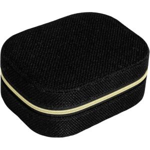 Household Essentials Fabric 2-Layer Jewelry Organizer Box with Clasp Closure, Black(Black)