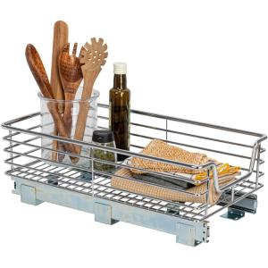 Household Essentials Glidez Multipurpose Chrome-Plated Steel Pull-Out/Slide-Out Storage Organizer for Cookware and Bakeware – Fits Standard Size Cabinet or Shelf, Chrome(Industrial)