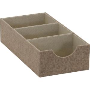 Household Essentials Grey 727-1 Deep 3 Section Drawer Organizer Box for Storage | 12 in x 6.13 in x 3.13(Latte)