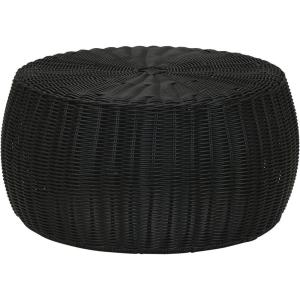 Household Essentials Handwoven Resin Storage Stool Ottoman, 16″ Dia. x 9″ H, Brown(Black)
