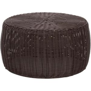 Household Essentials Handwoven Resin Storage Stool Ottoman, 16″ Dia. x 9″ H, Brown(Brown)
