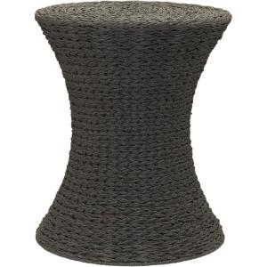 Household Essentials Handwoven Water Hyacinth Wicker Stool with Hourglass Shape, Natural(Grey Paper Rope)