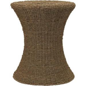 Household Essentials Handwoven Water Hyacinth Wicker Stool with Hourglass Shape, Natural(Natural Seagrass)
