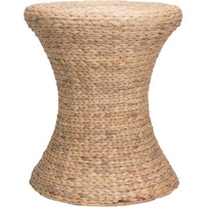 Household Essentials Handwoven Water Hyacinth Wicker Stool with Hourglass Shape, Natural(Natural Water Hyacinth)