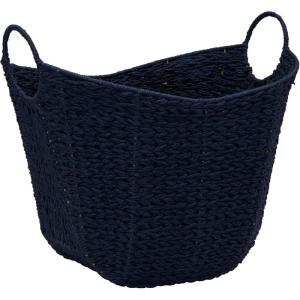 Household Essentials ML-4002 Tall Water Hyacinth Wicker Basket with Handles | Natural, Brown, Natural(Blue Paper Rope)