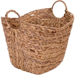 Household Essentials ML-4002 Tall Water Hyacinth Wicker Basket with Handles | Natural, Brown, Natural(Natural Hyacinth)