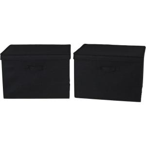 Household Essentials Natural Wide Storage Box with Lid, 15”x18.5”x12”, Wide-18.5″ W x D(Black)