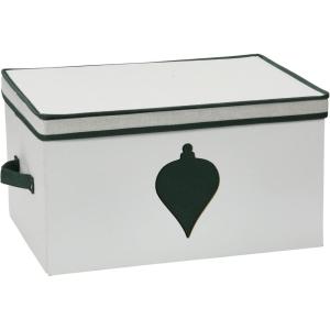Household Essentials Ornament Storage Chest with 24 Pockets, Red(Natural/Green)