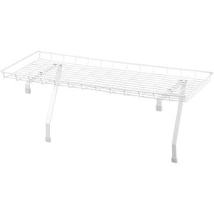Household Essentials Rear Display Over-The-Washer Storage Shelf to Organize and Store Laundry Room Supplies, Silver(White)