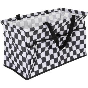 Household Essentials Sea Shell Krush Container All-Purpose Utility Tote with Pockets(Checkerboard)