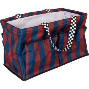Household Essentials Sea Shell Krush Container All-Purpose Utility Tote with Pockets(Red/Navy Stripe)