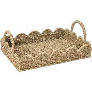 Household Essentials Seagrass Tray with Scalloped Edge, Natural(Natural Seagrass)