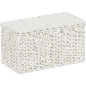 Household Essentials Small Handwoven Paper Rope Wicker Basket with Lid, Black(White)