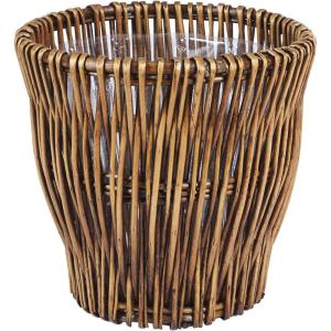 Household Essentials Small Reed Willow Waste Basket, Handwoven Basket with Removable Liner, Attractive Alternative to Plastic or Metal Cans, Natural(Brown)