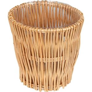 Household Essentials Small Reed Willow Waste Basket, Handwoven Basket with Removable Liner, Attractive Alternative to Plastic or Metal Cans, Natural(Natural)