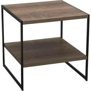 Household Essentials Square Wooden Side Table/End Table With Storage Shelf, Ashwood(Taupe)
