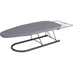 Household Essentials Tabletop Ironing Board with Iron Rest and Door Hanger | Compact Folding Ironing Station for Dorm Rooms, Apartments, and Small Spaces | 36.5″x12″(Grey/Black)