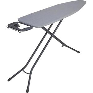 Household Essentials Ultra Ironing Board, 4-Leg, with Steel Top and Iron Rest, Cotton Cover with Fiber Pad, Heat and Stain Resistant, Antique Bronze Frame(Black/Grey)