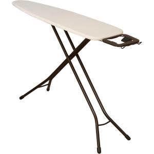 Household Essentials Ultra Ironing Board, 4-Leg, with Steel Top and Iron Rest, Cotton Cover with Fiber Pad, Heat and Stain Resistant, Antique Bronze Frame(Natural/Bronze)