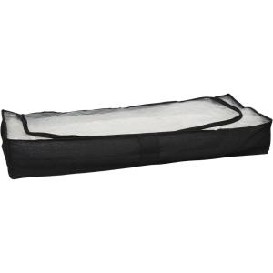 Household Essentials Under Bed Storage Bag 1 Pack, Clear PEVA Top and Soft Sides, Perfect for Clothes, Blankets and More(Black)