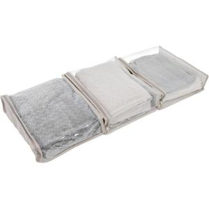Household Essentials Under Bed Zippered Sweater Storage Bags with Clear Vision Panel, Set of 3, Denim(Silver)
