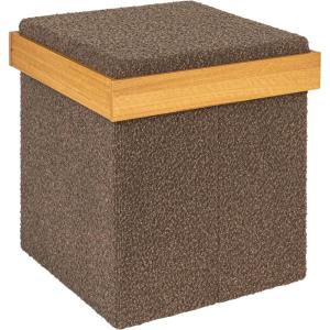 Household Essentials Versatile Boucle Ottoman with Hidden Storage, Brown(Brown)