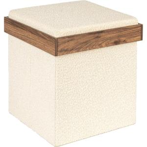 Household Essentials Versatile Boucle Ottoman with Hidden Storage, Brown(Cream)