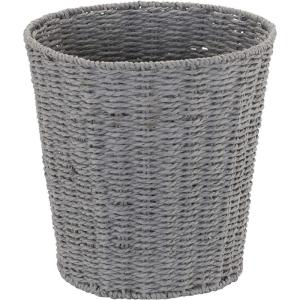 Household Essentials Wicker Waste Basket, Woven Leaf Basket with Wire Frame, Trash Bin or Storage Basket for Bedroom, Bathroom, Office and More(Grey)