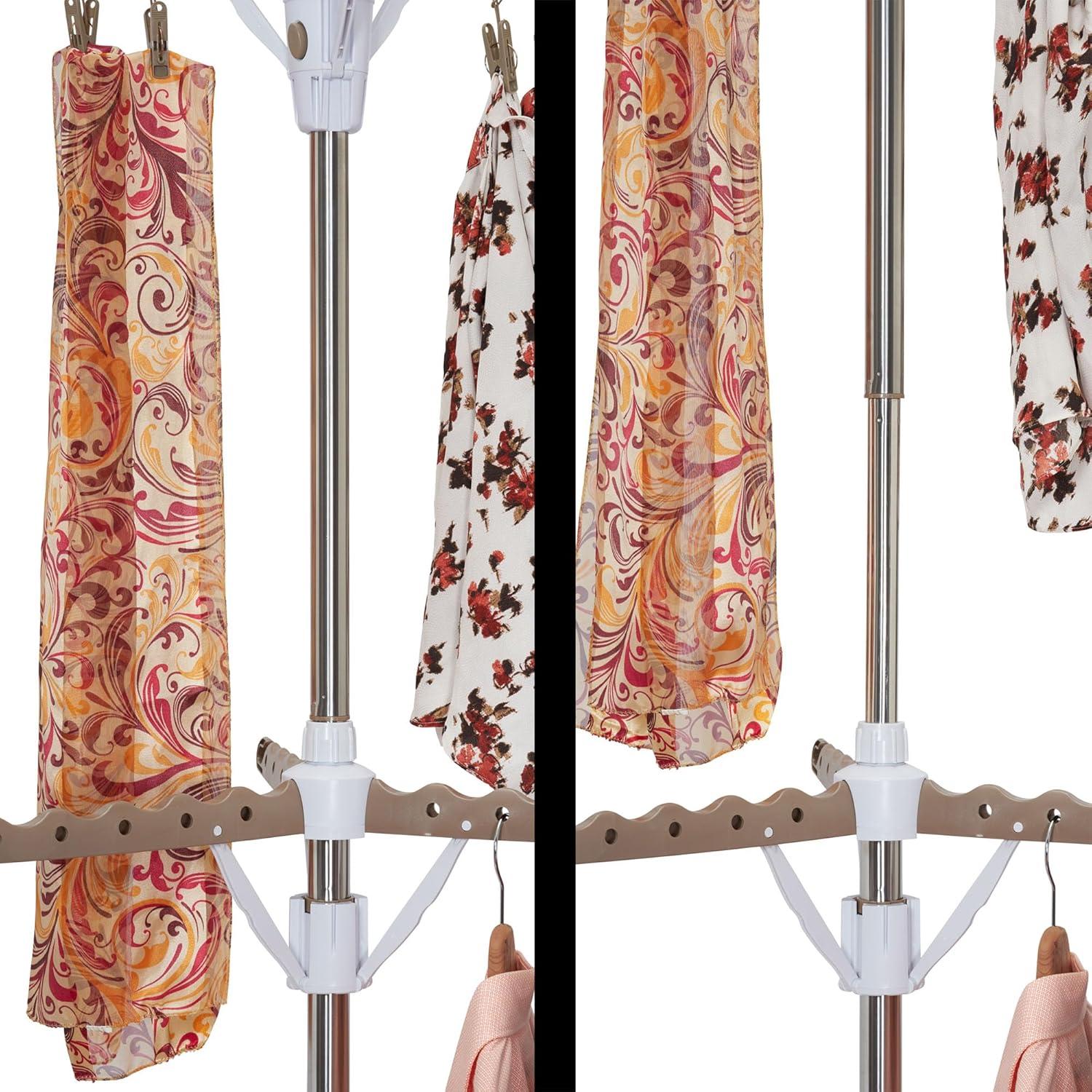 image:imageHousehold Essentials 2 Tier Tripod Clothes Drying Rack Air Dryer and Garment Rack Use to Dry Laundry or Hang Clothes Portable and Compact Tan