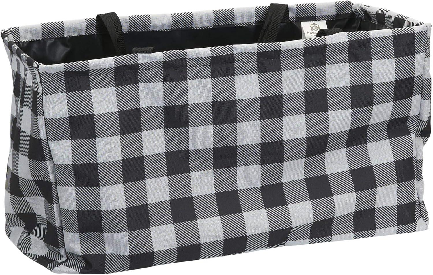 image:imageHousehold Essentials 22121 Krush Canvas Utility Tote Reusable Grocery Shopping Bag Laundry Carry Bag BlackBuffalo Plaid