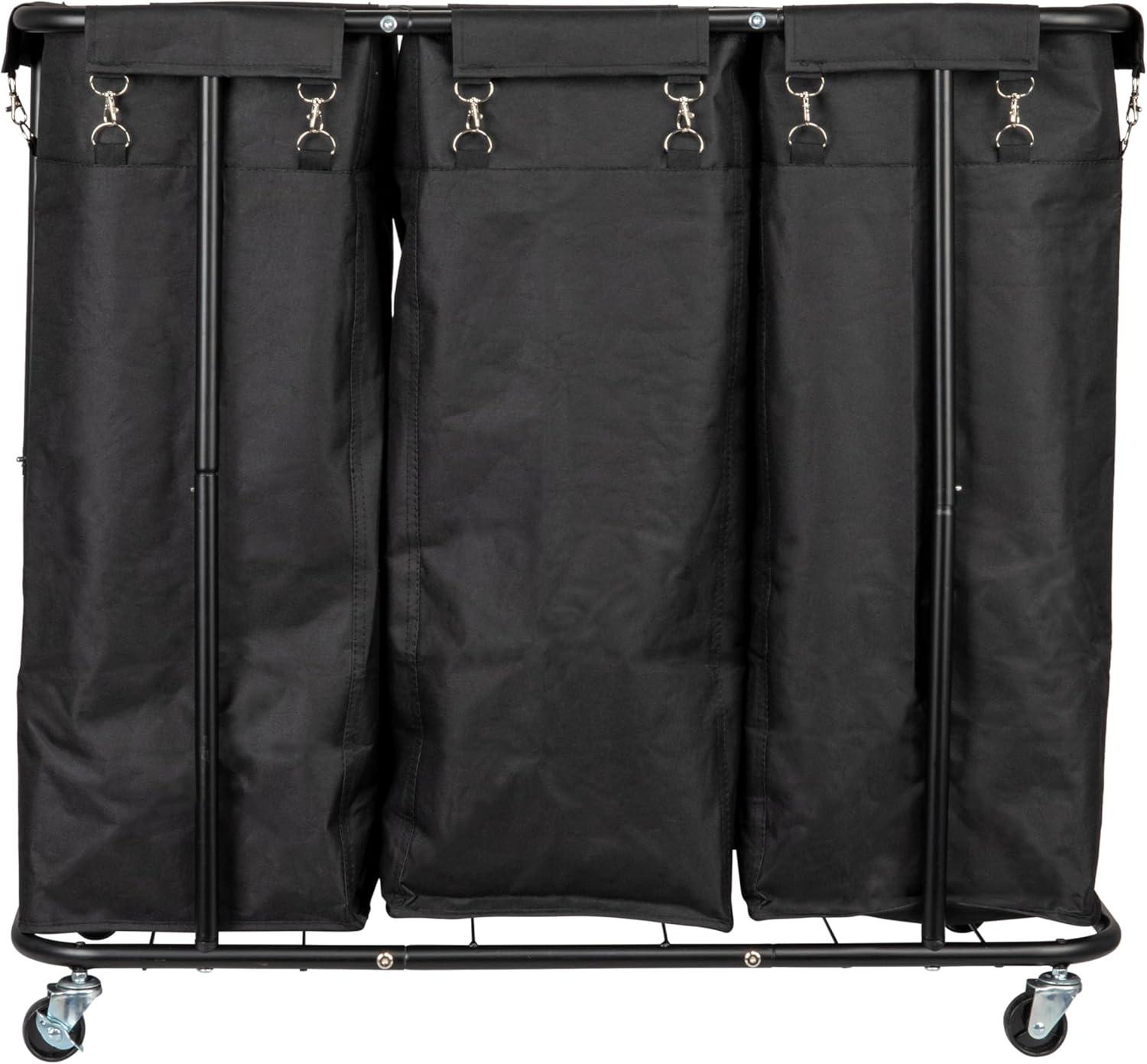 image:imageHousehold Essentials 2Bag Rolling Laundry Sorter NaturalBlackBlack