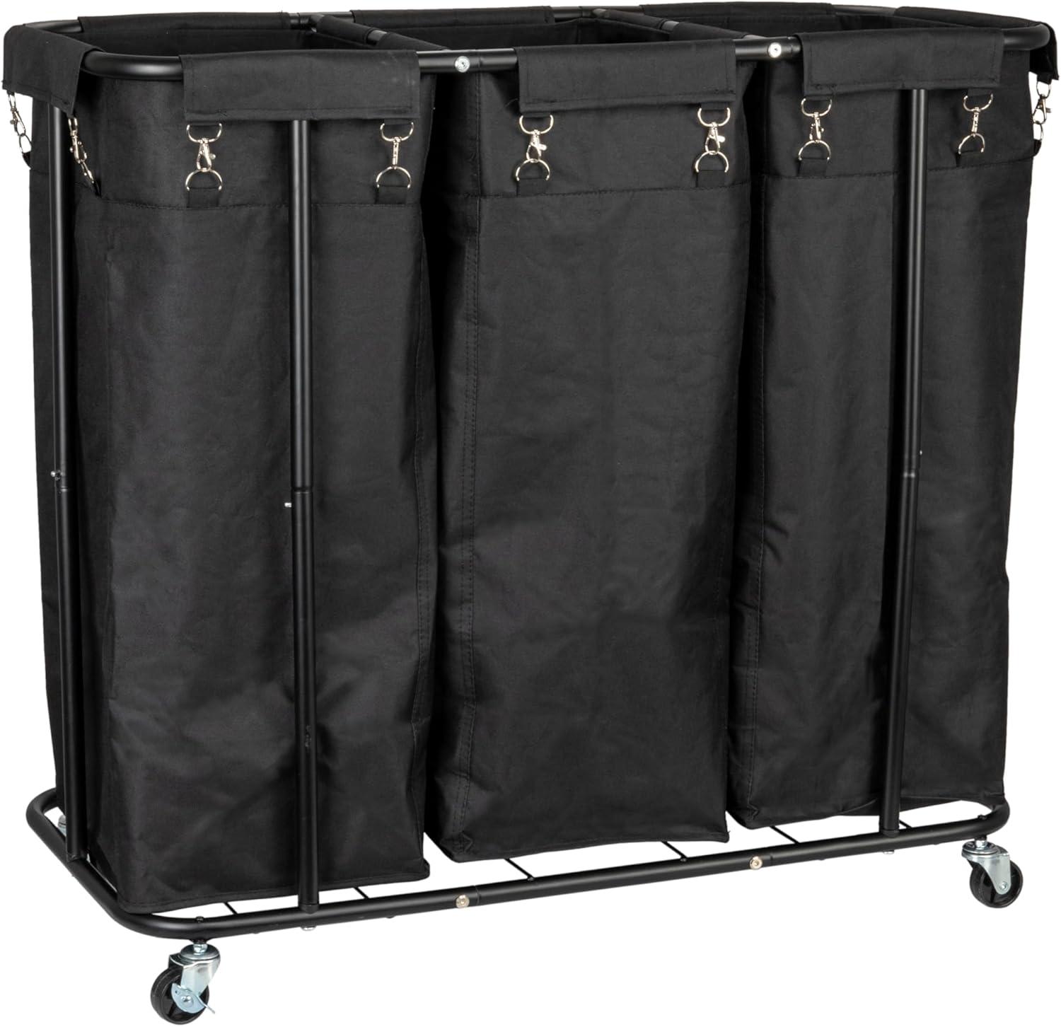 image:imageHousehold Essentials 2Bag Rolling Laundry Sorter NaturalBlackBlack
