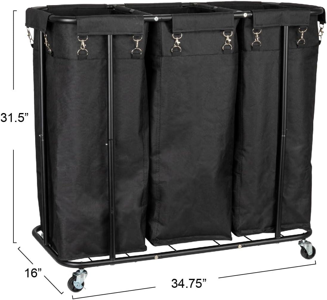 image:imageHousehold Essentials 2Bag Rolling Laundry Sorter NaturalBlackBlack