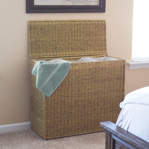 image:imageHousehold Essentials 3 Compartment Laundry Sorter Wicker Laundry SorterBrown