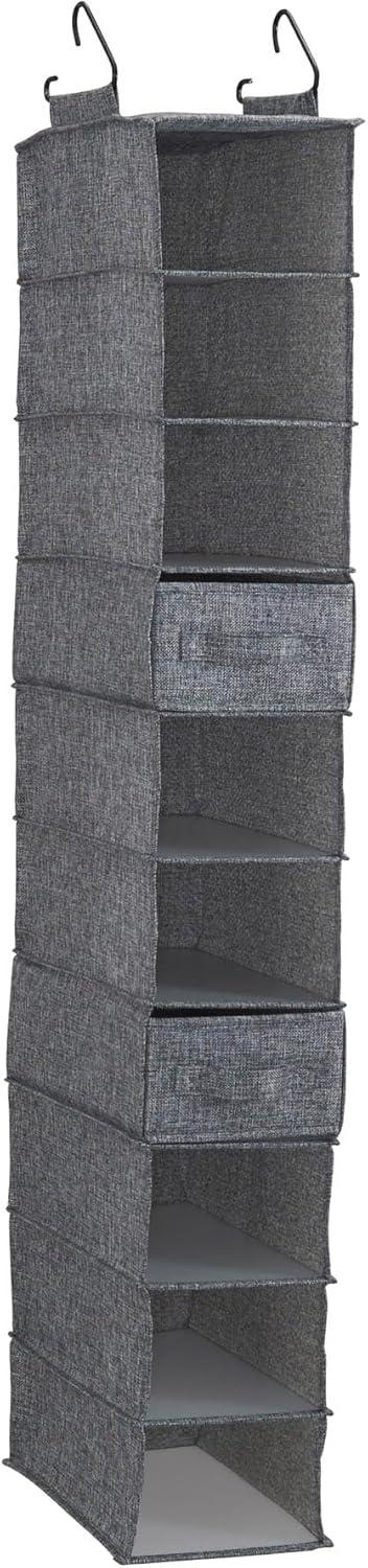 image:imageHousehold Essentials 311322 Hanging Shoe Storage Organizer for Closets 10 Pocket Shelves Natural CanvasGraphite