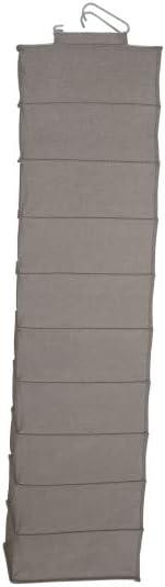 image:imageHousehold Essentials 311322 Hanging Shoe Storage Organizer for Closets 10 Pocket Shelves Natural CanvasSilver