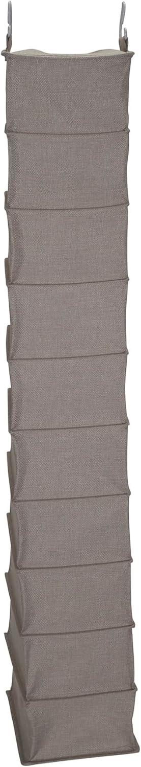 image:imageHousehold Essentials 311322 Hanging Shoe Storage Organizer for Closets 10 Pocket Shelves Natural CanvasSilver